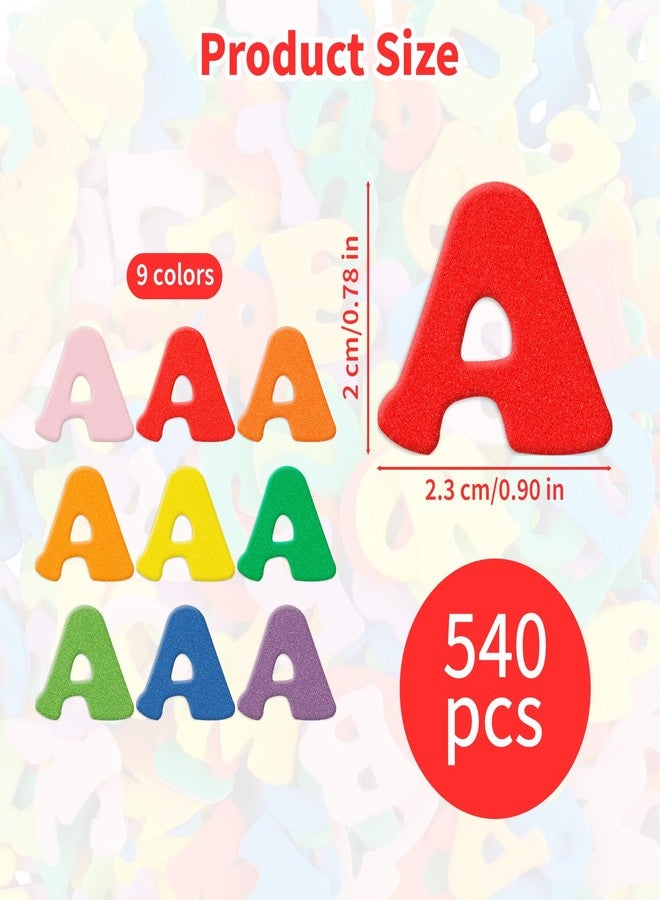 Notoke 540 PCS Foam Letter Alphabet Stickers, 9 Colors Self Adhesive A-Z Foam Stickers for Crafts, Foam Letter Supplies Stickers for DIY Crafts Scrapbooking Party Decorations - Image 2